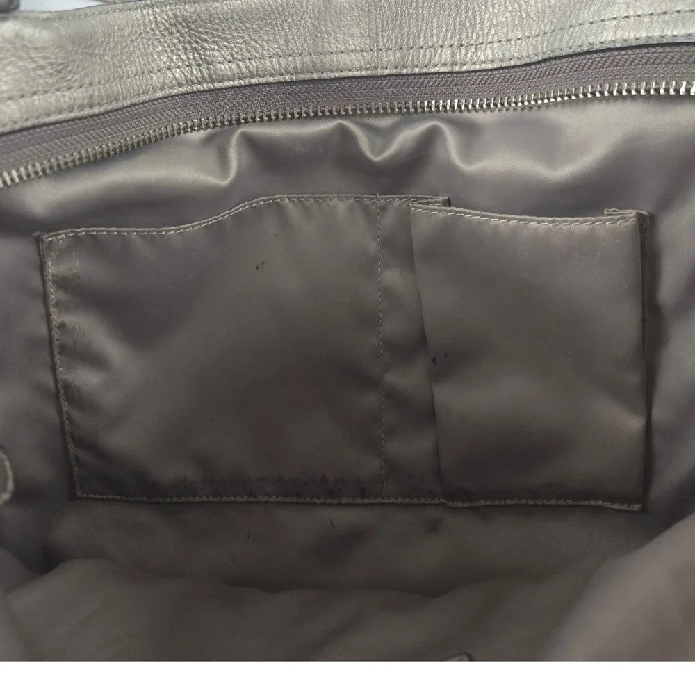 Coach Park Metro Tote Women Large Pewter Metallic Leather Purse - Picture 8 of 12
